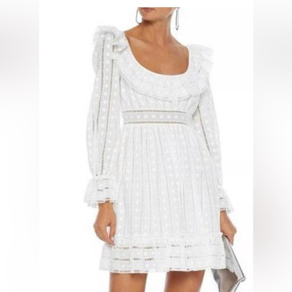 Zimmermann Melody Cream Lace-Trim Dress Size AU 2
